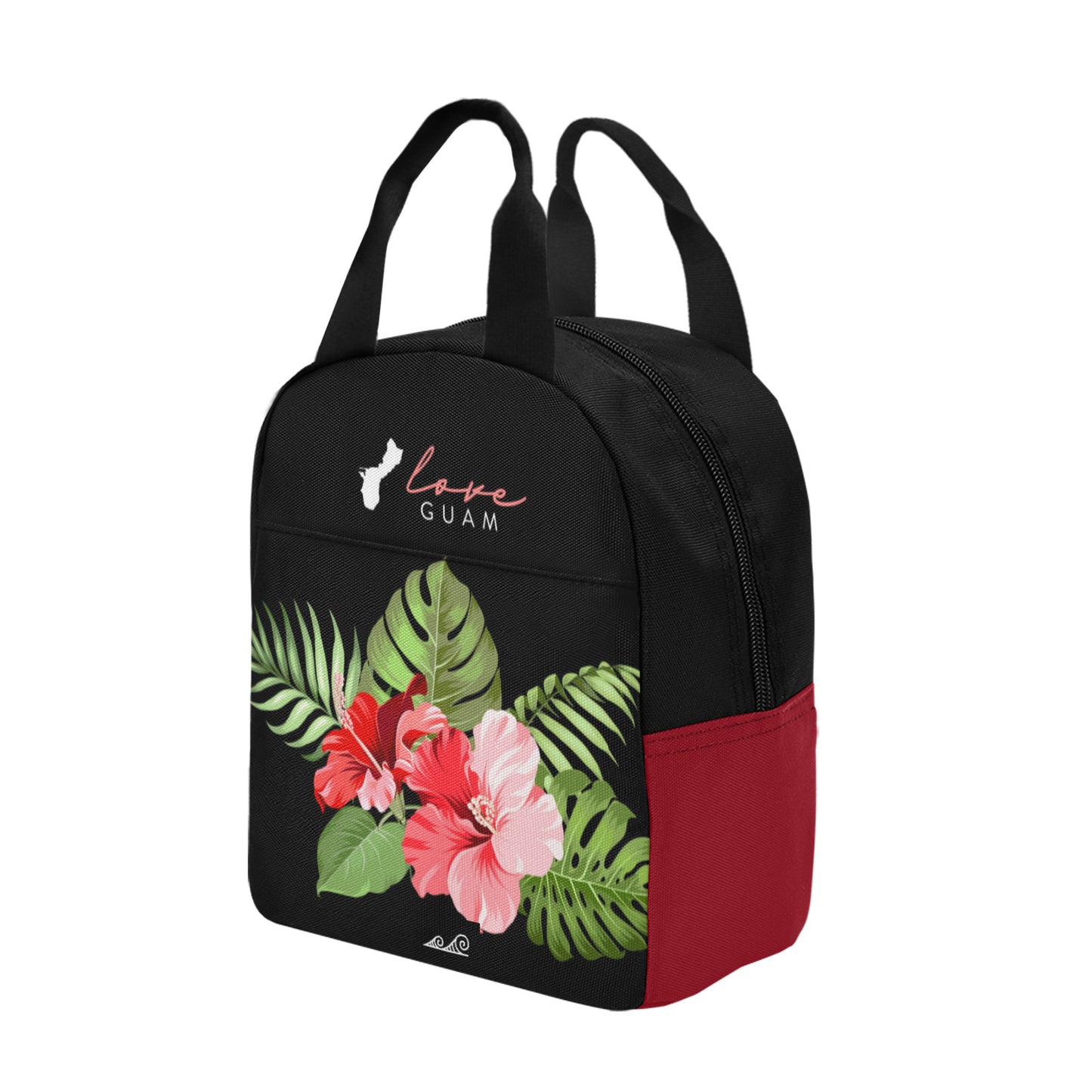 Love Guam Red Hibiscus Zipper Lunch Bag