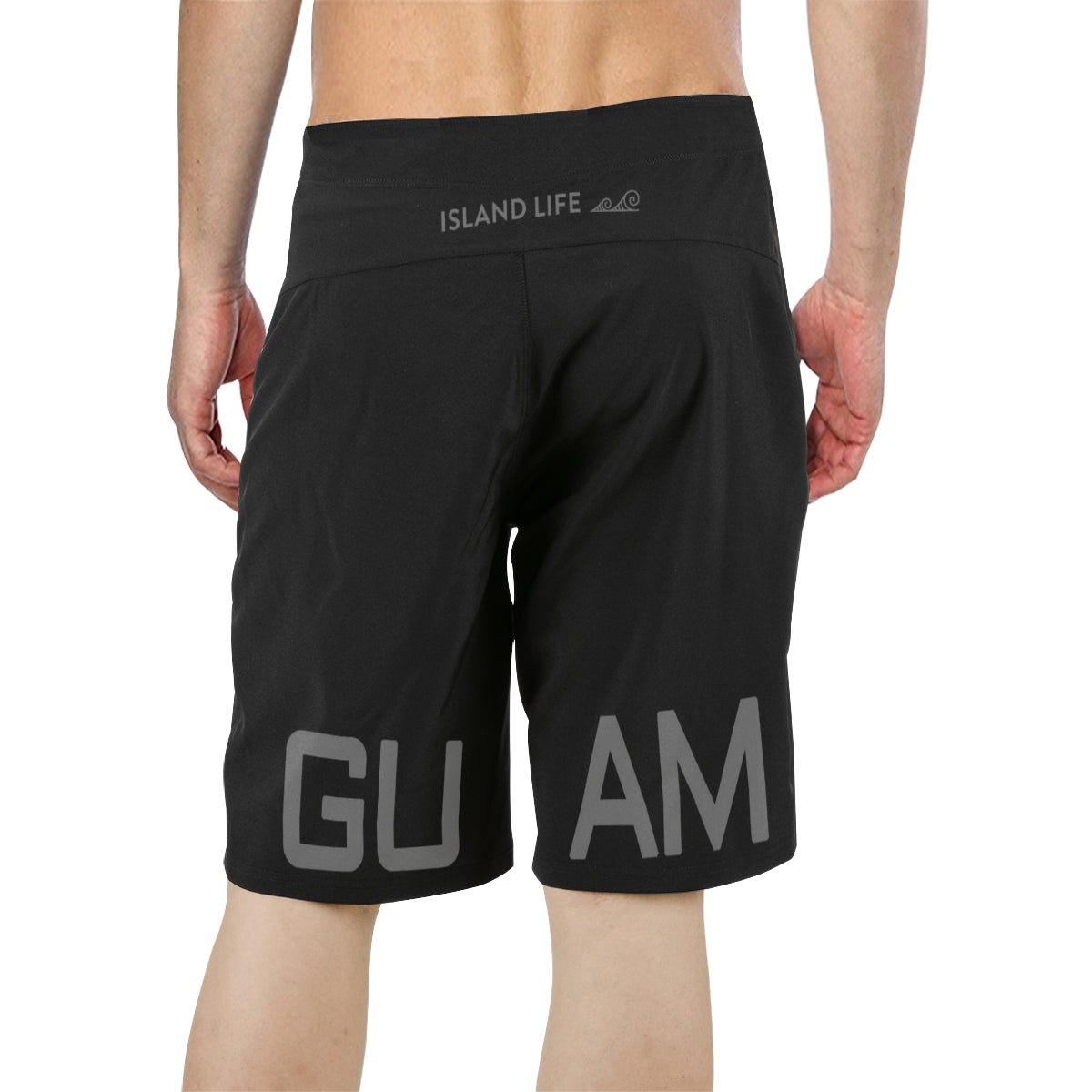 Guam Seal Mens Black All Over Print Board Shorts