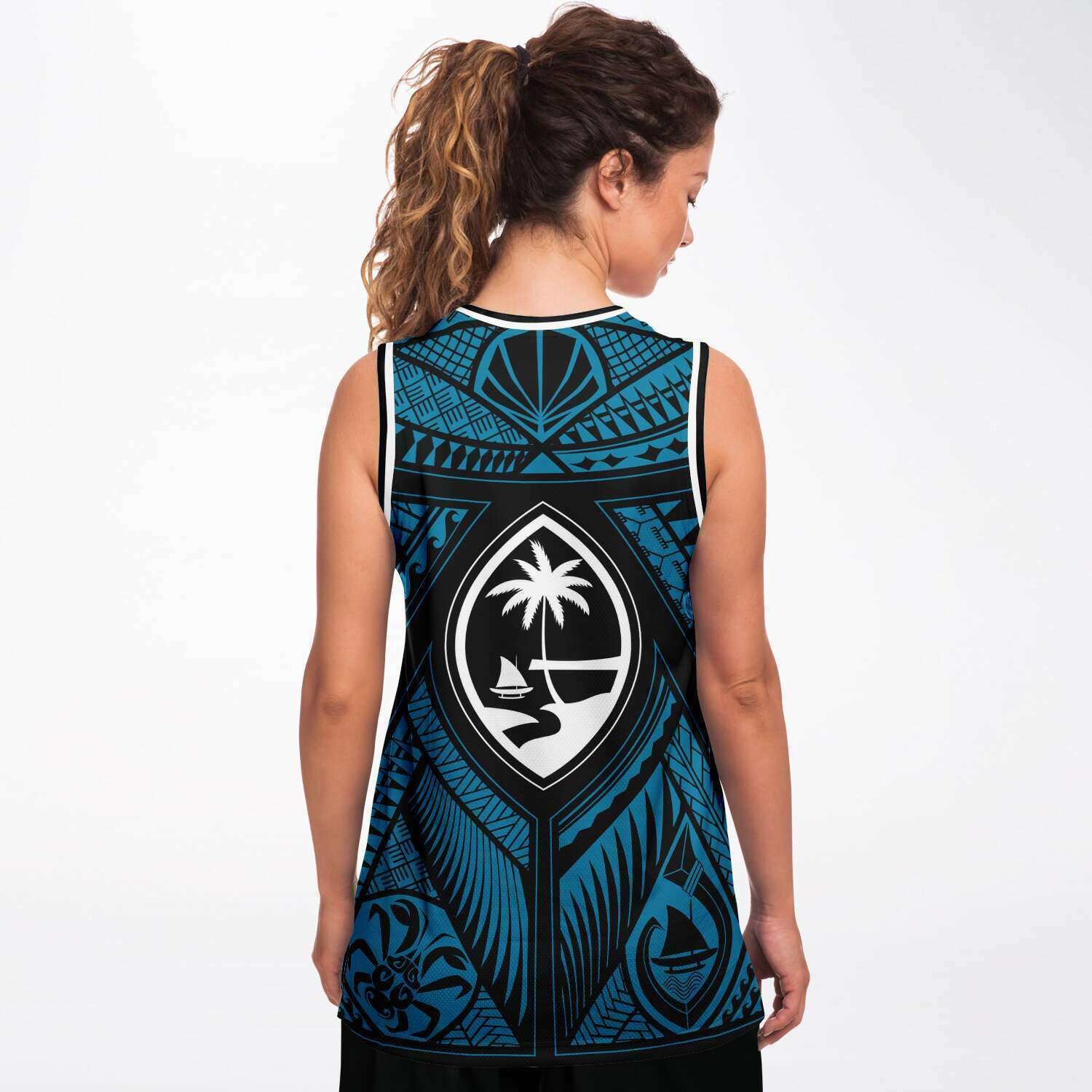TEAL TRIBAL POLY FEST BASKETBALL JERSEY – Hawaii's Finest