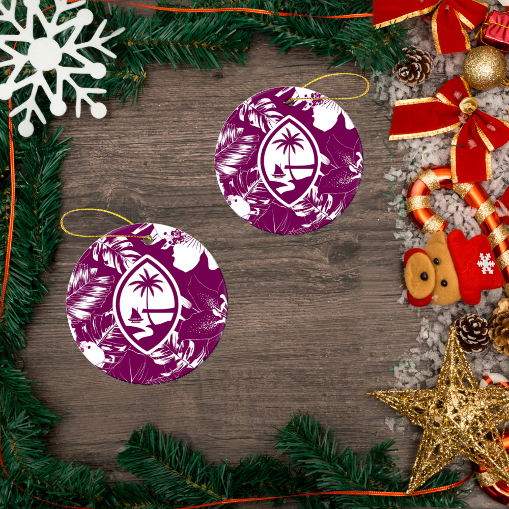Guam Purple Hibiscus Christmas Circle Ornament
