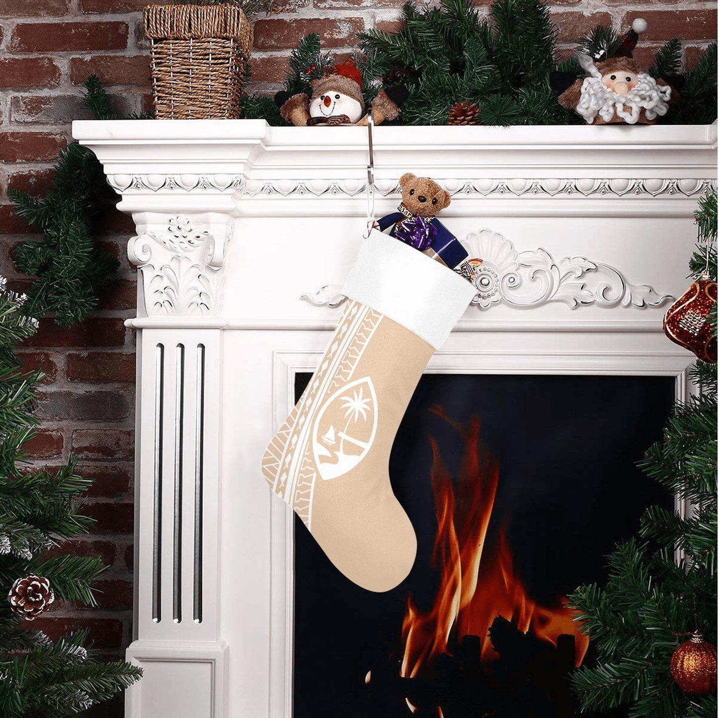 Guam Seal Tribal Tan Christmas Stocking Christmas Stocking