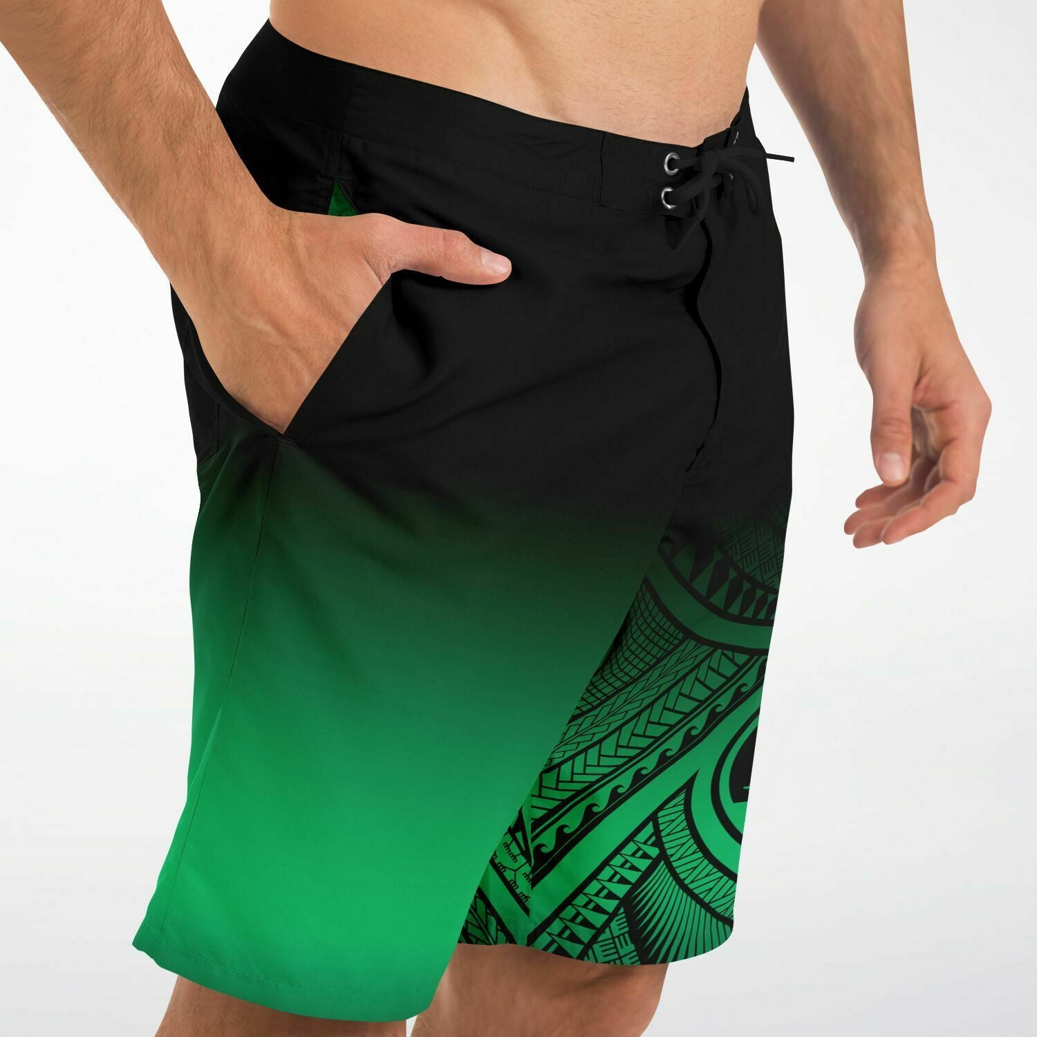 Guahan Tribal Mens Green Board Shorts