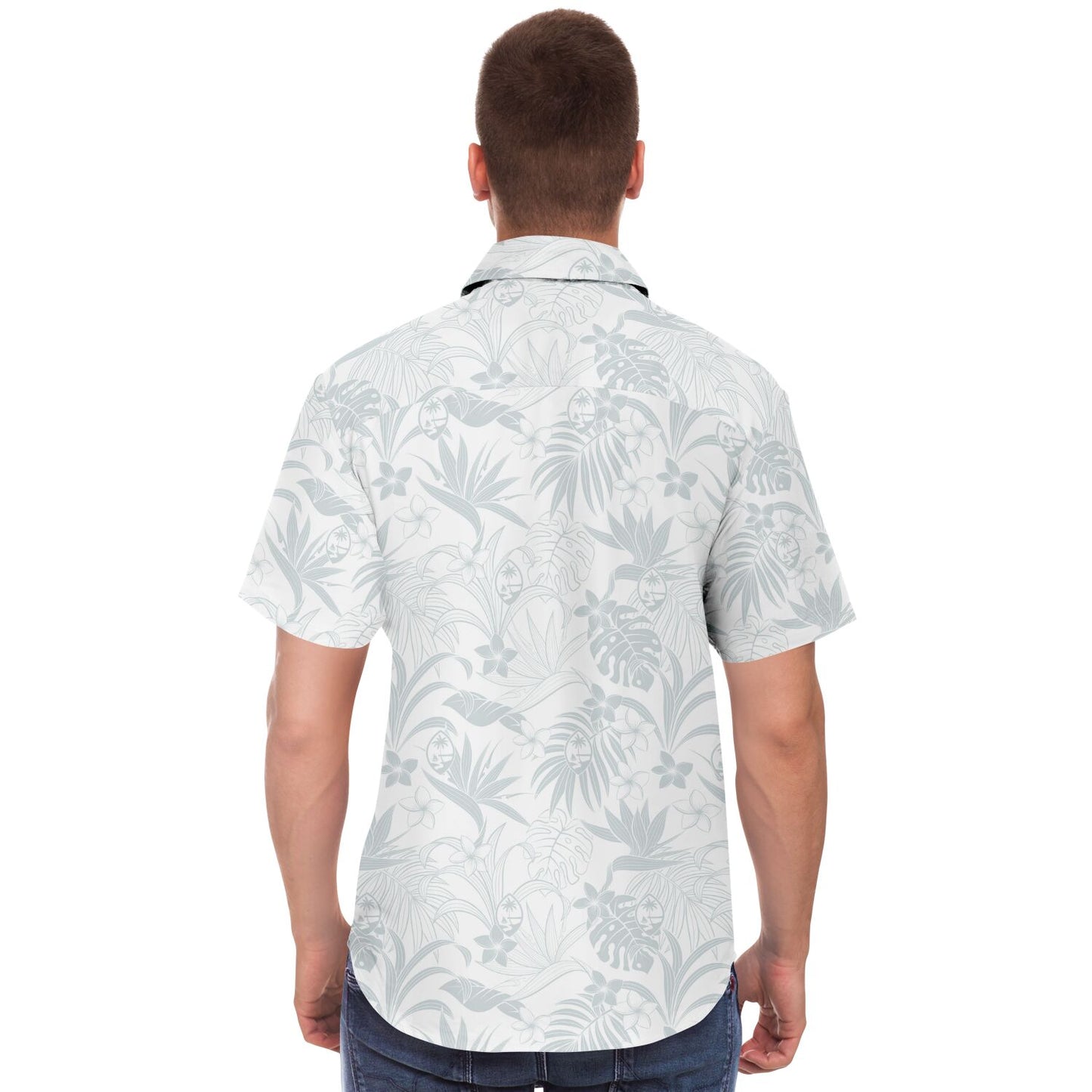 Guam Plumeria Tropical White Button Down Shirt