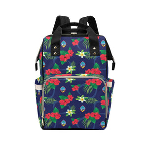 Guam Flag Flowers Multi-Function Baby Diaper Backpack Bag