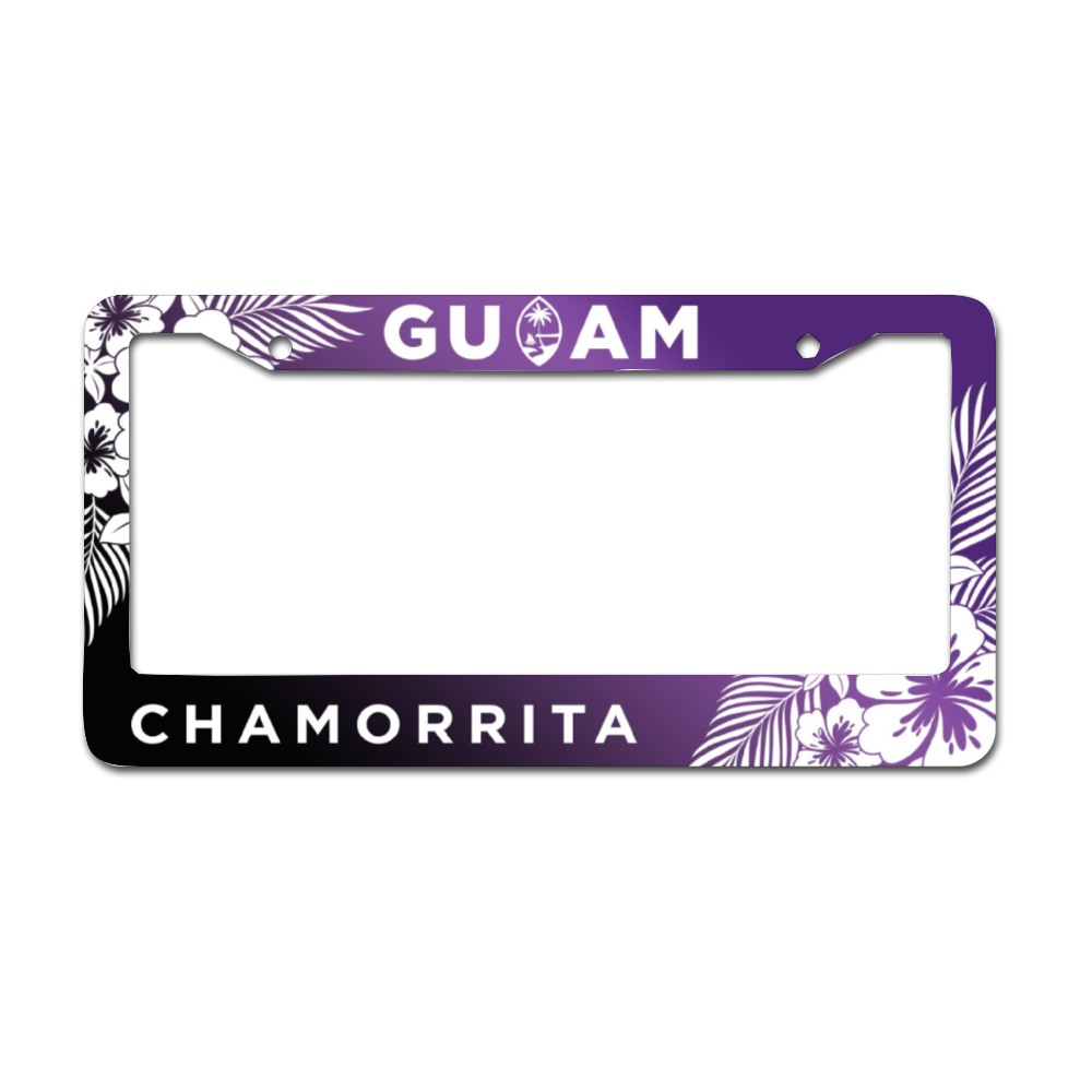 Chamorrita Guam Tropical Hibiscus Purple Aluminum License Plate Frame