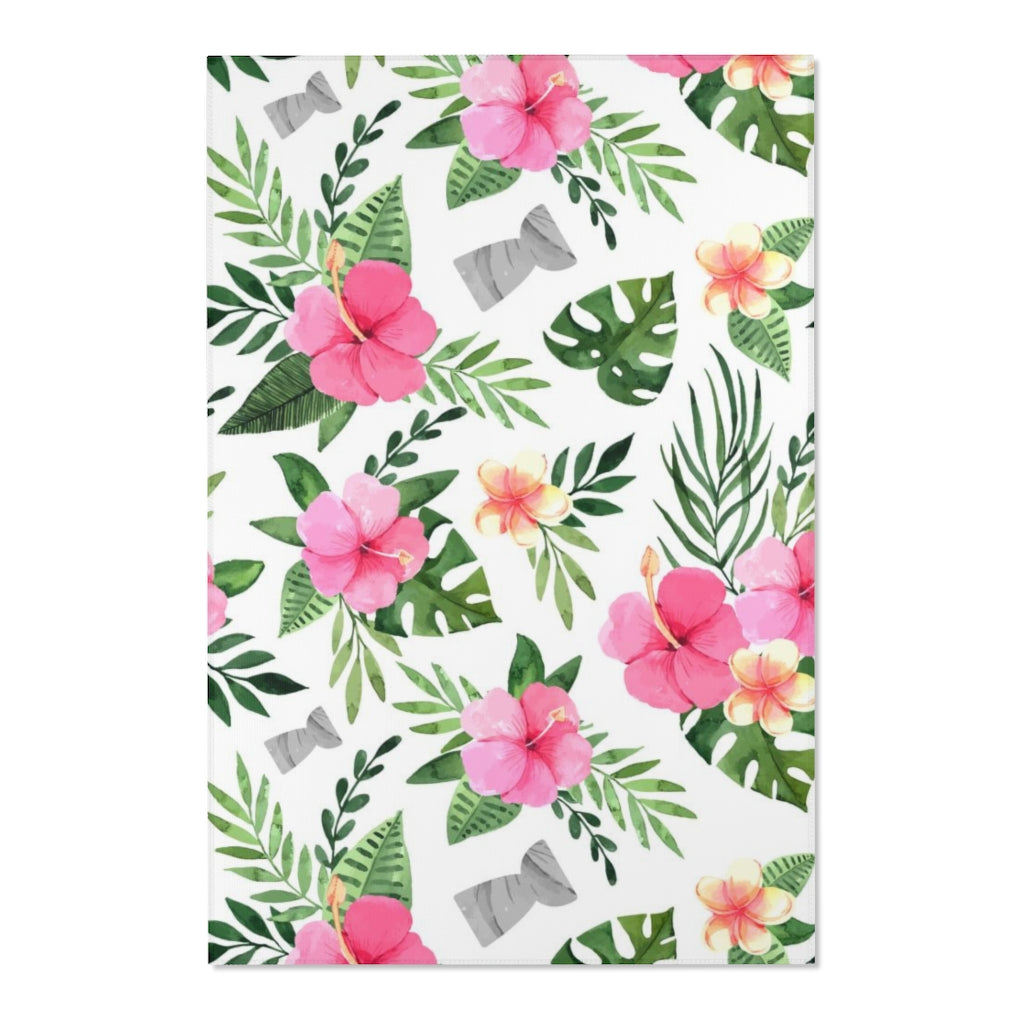 Latte Stone Pink Hibiscus Nursery Area Rug