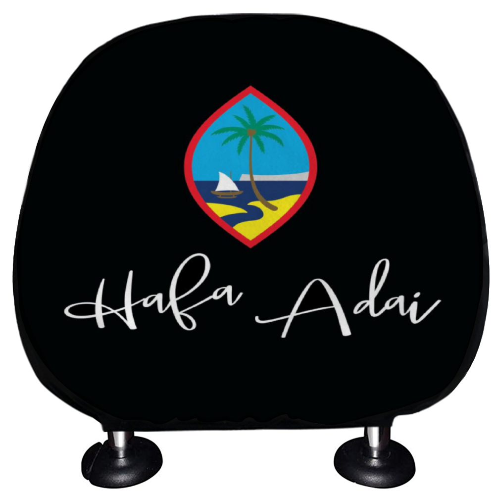 Guam Hafa Adai Script Car Headrest Cover (Set of 2)