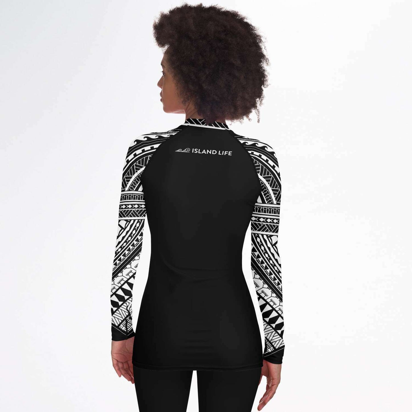 Guam Tribal Women's Black White Rashguard