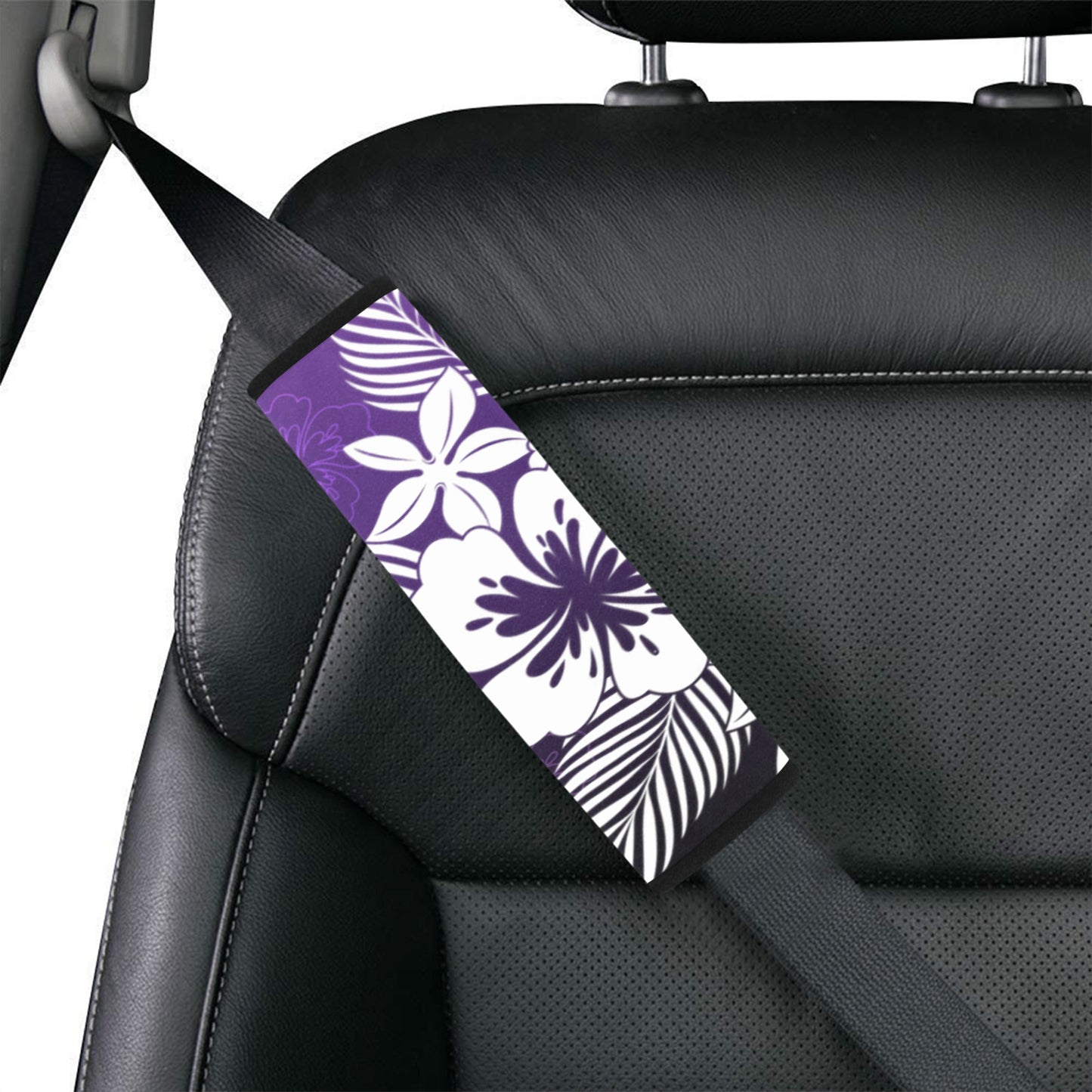 Guam Tropical Hibiscus Purple Car Seat Belt Cover 7''x10'' (Set of 2)