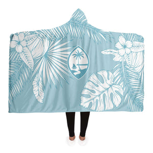 Guam Jungle Leaves Blue Hooded Blanket