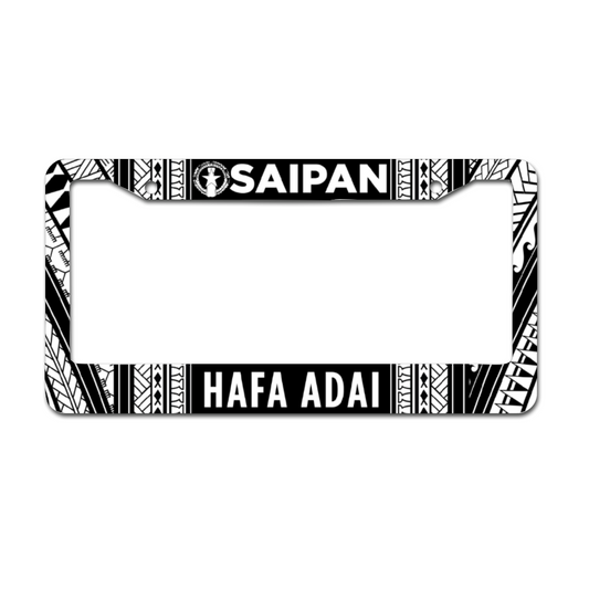 Saipan CNMI Tribal Black Aluminum License Plate Frame