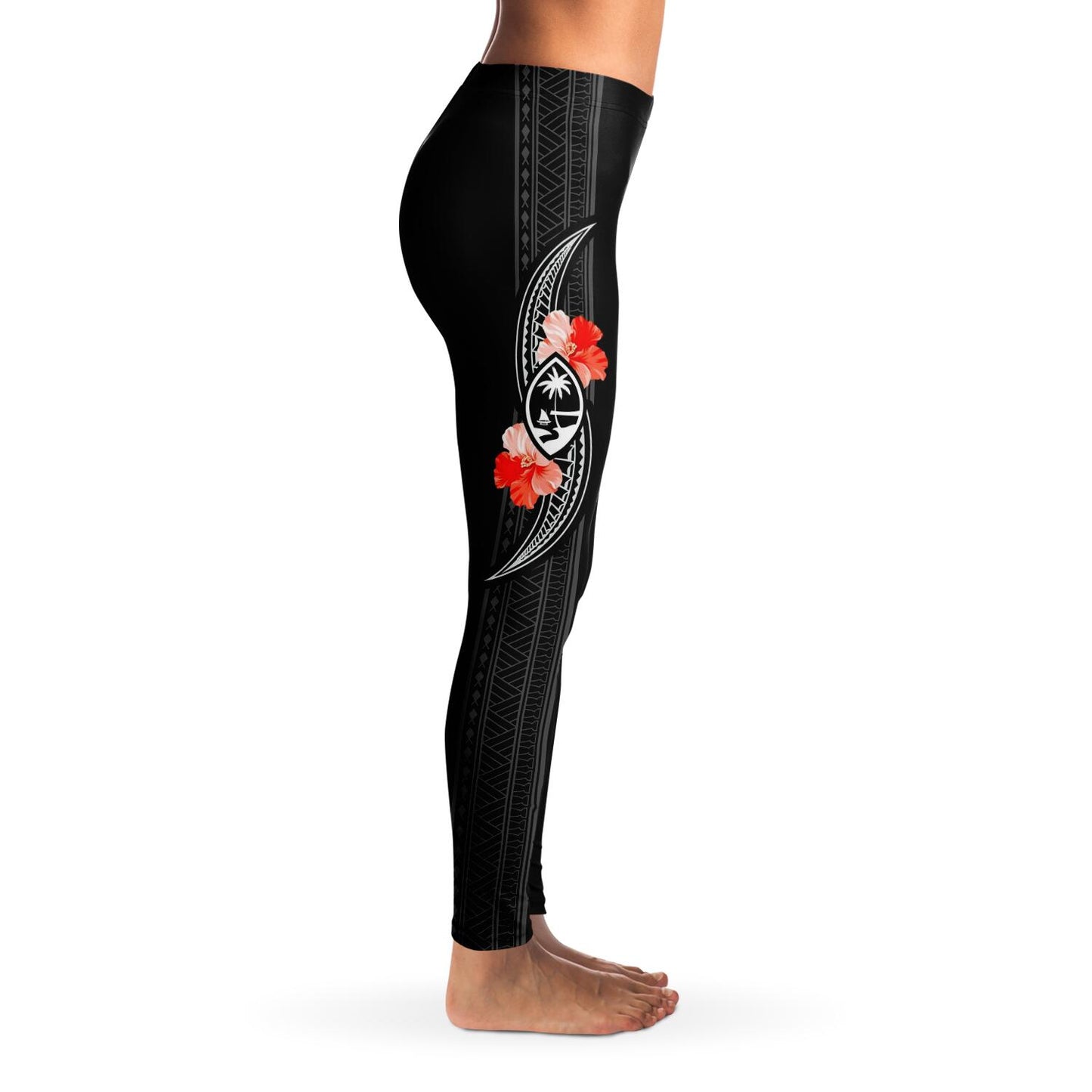 Guam Tribal Red Hibiscus Premium Leggings