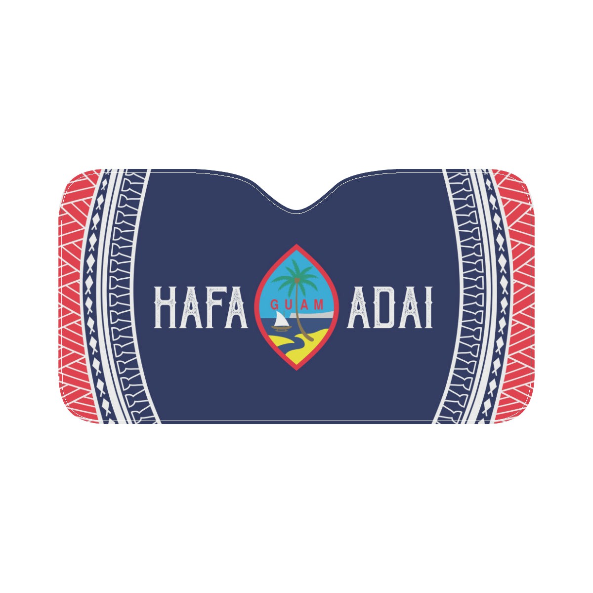 Hafa Adai Guam Tribal Blue Red Car Sun Shade