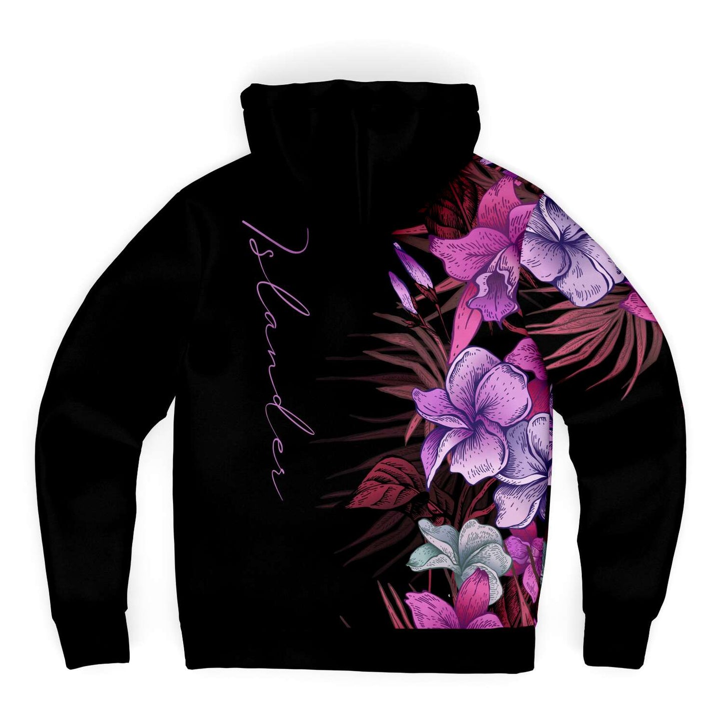Guam Islander Vintage Hibiscus Microfleece Hoodie Jacket