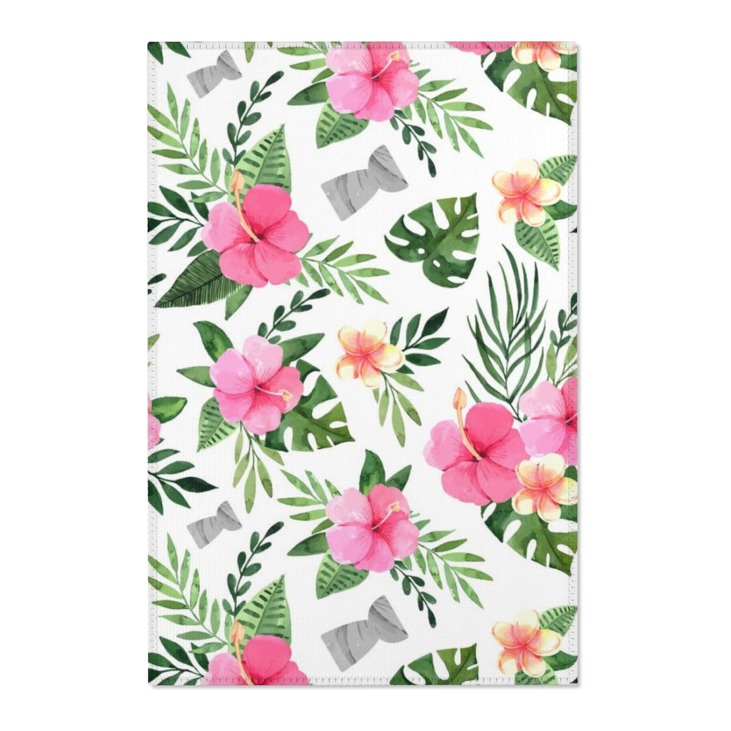 Latte Stone Pink Hibiscus Nursery Area Rug