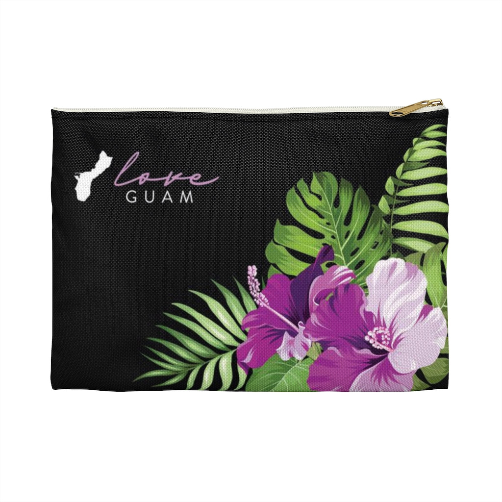 Love Guam Purple Hibiscus Accessories Carry All Pouch