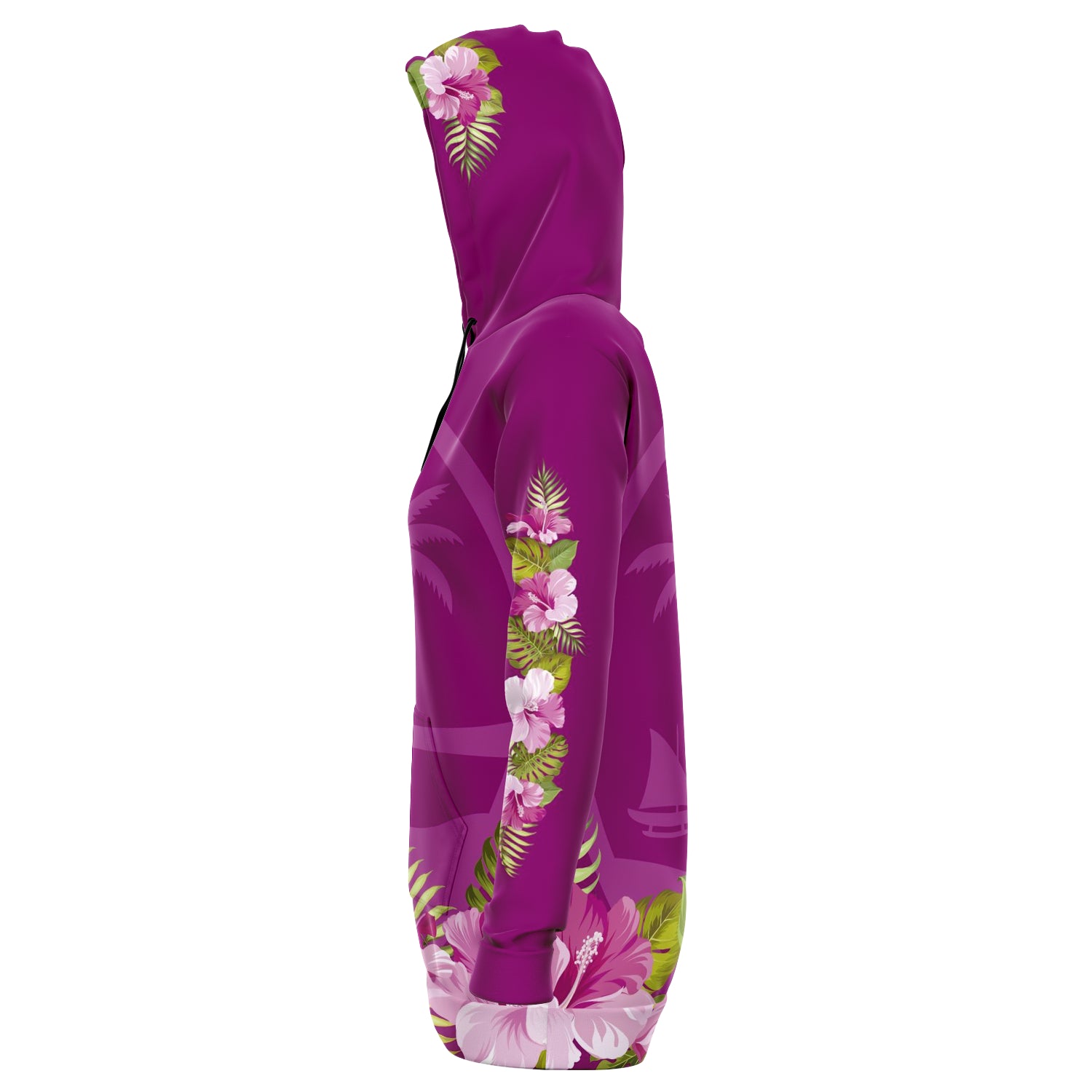 Guam Seal Hibiscus Purple Long Hoodie Dress