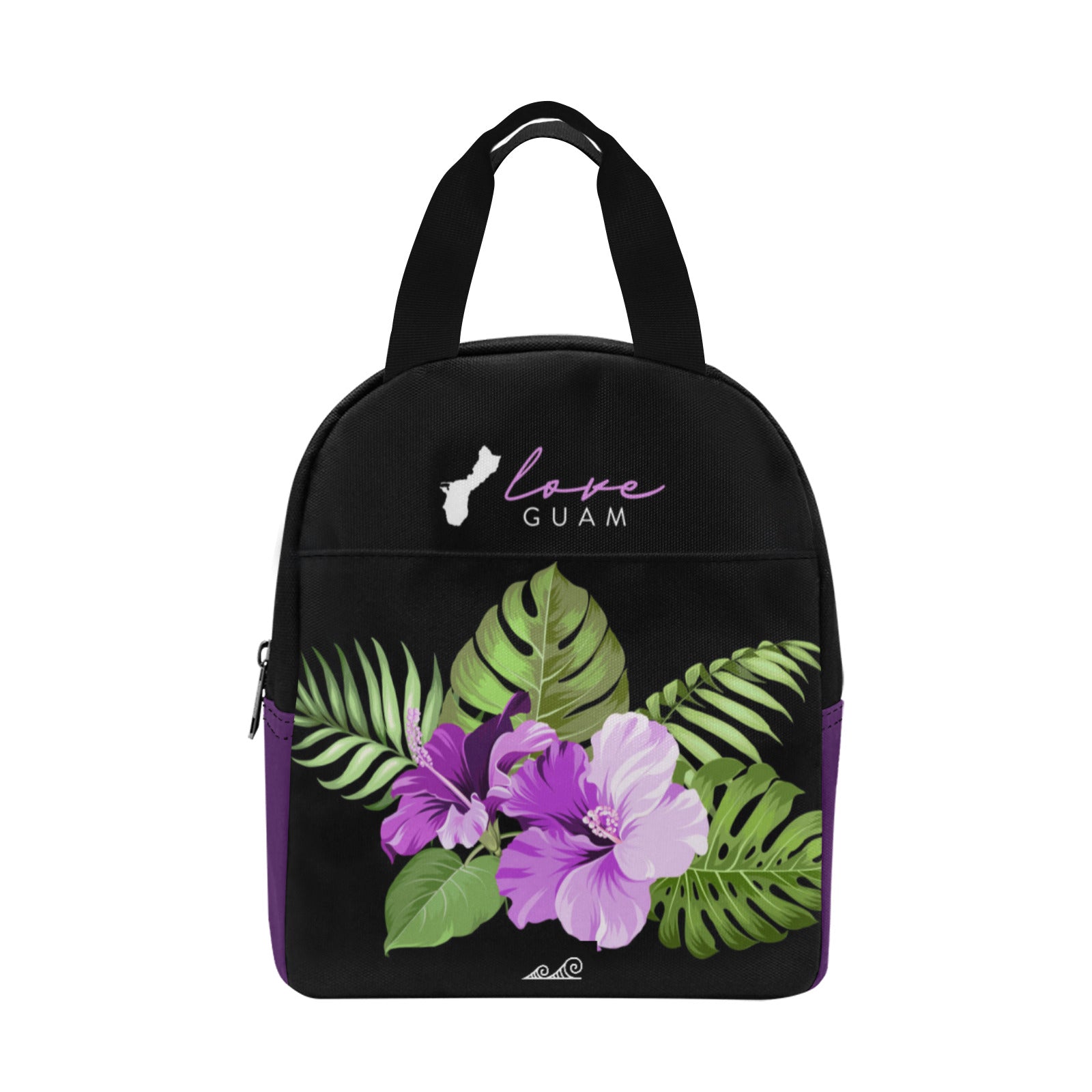 Love Guam Purple Hibiscus Zipper Lunch Bag