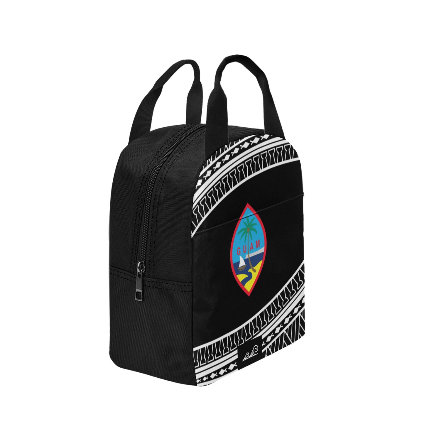 Hafa Adai Guam Tribal Black Zipper Lunch Bag