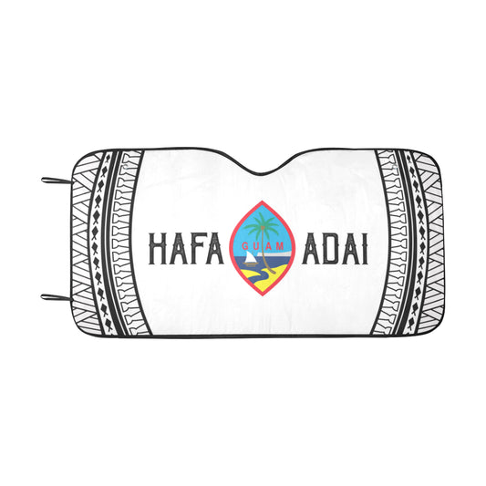Hafa Adai Guam White Tribal Car Sun Shade