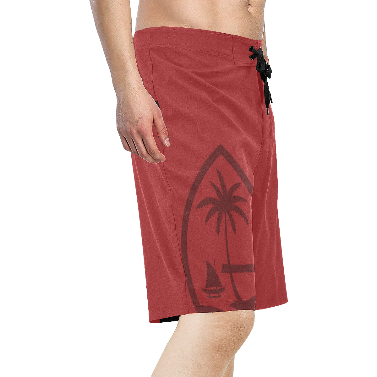 Guam Seal Mens Red All Over Print Board Shorts