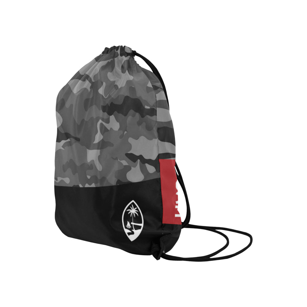 Guam Halftone Gray Camo Large Drawstring Bag