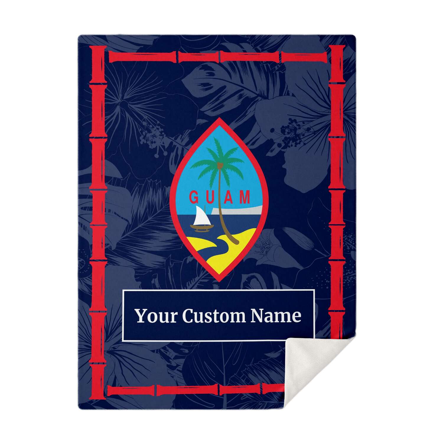Guam Flag Bamboo Microfleece Blanket with Personalization