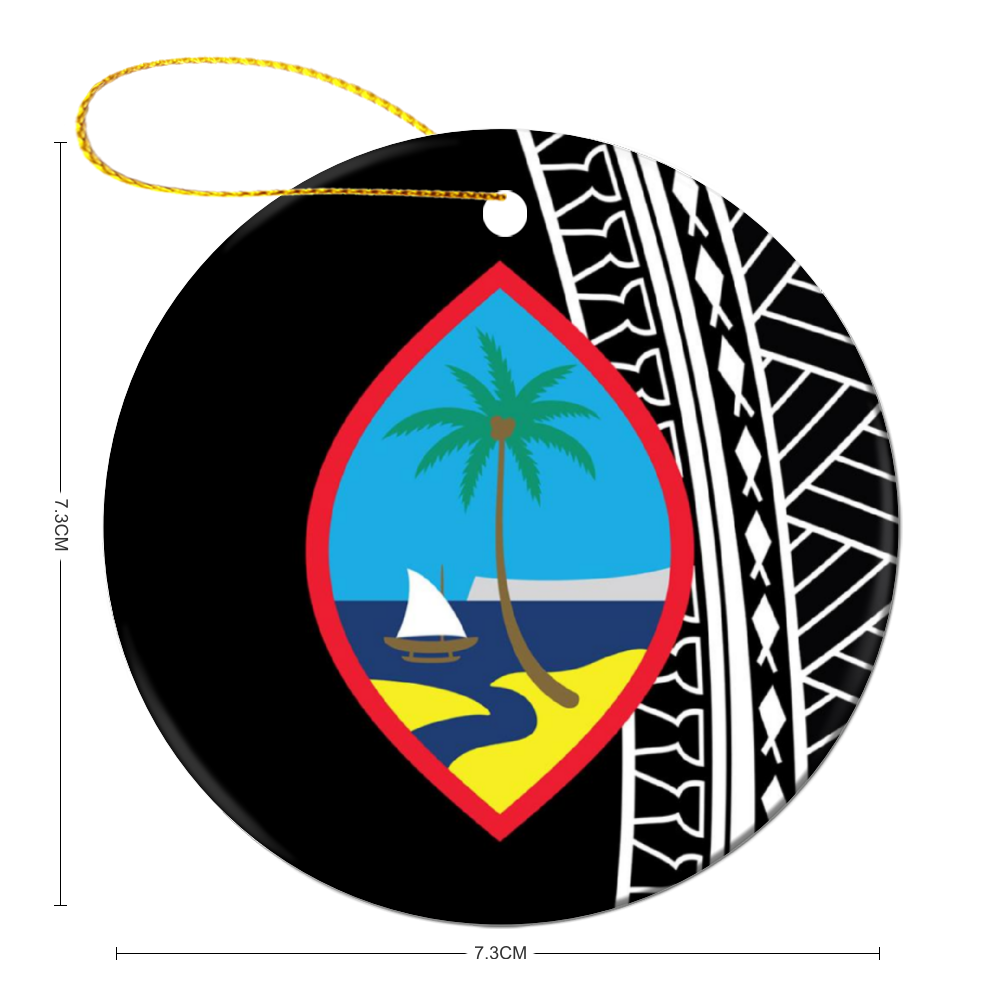 Guam Seal Black Tribal Christmas Circle Ornament