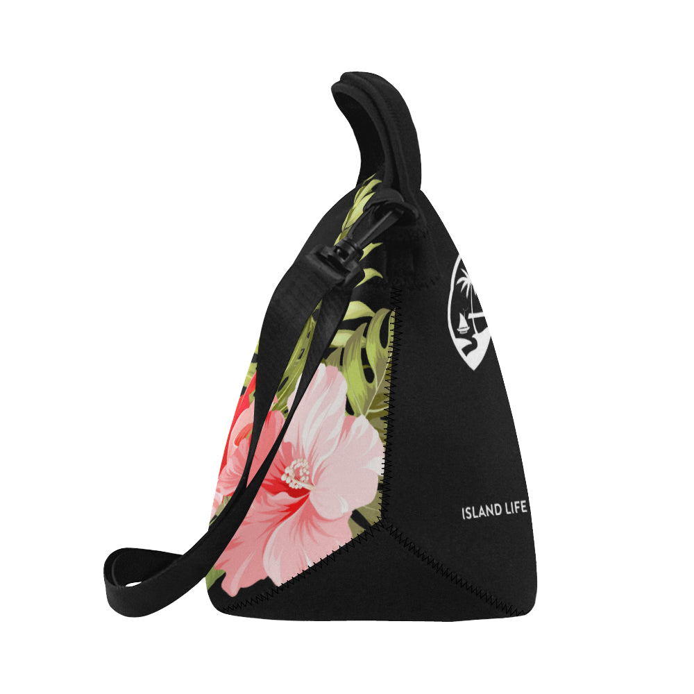 Guam Pink Hibiscus Neoprene Lunch Bag Large