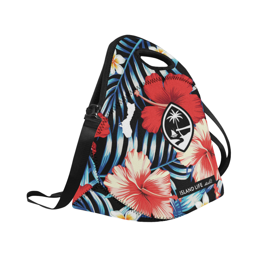 Guam Tropical Floral Neoprene Lunch Bag Large