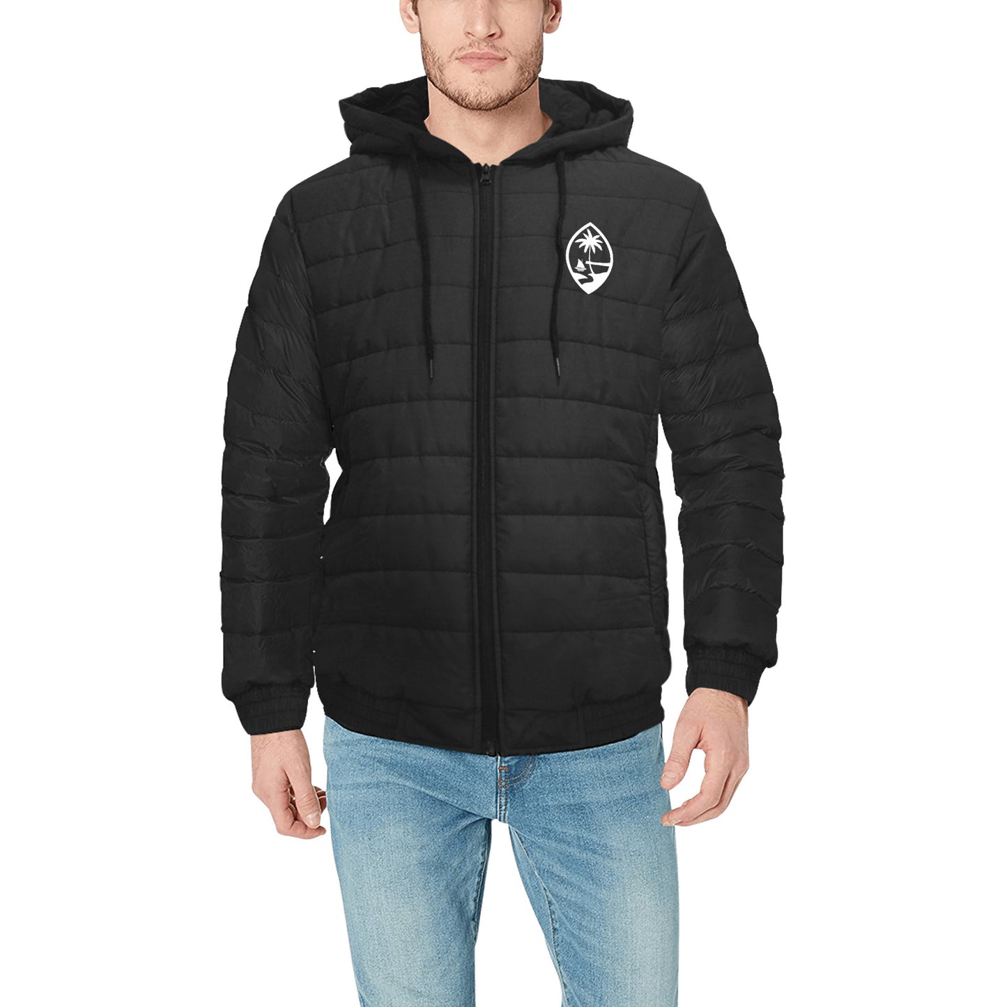 Guam Seal Tagged Men's Hooded Padded Jacket