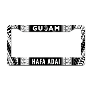 Guam Tribal Black Aluminum License Plate Frame