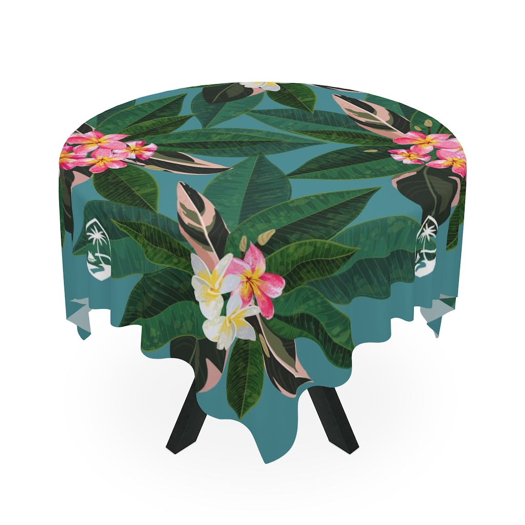 Guam Plumeria Blue Table Cloth