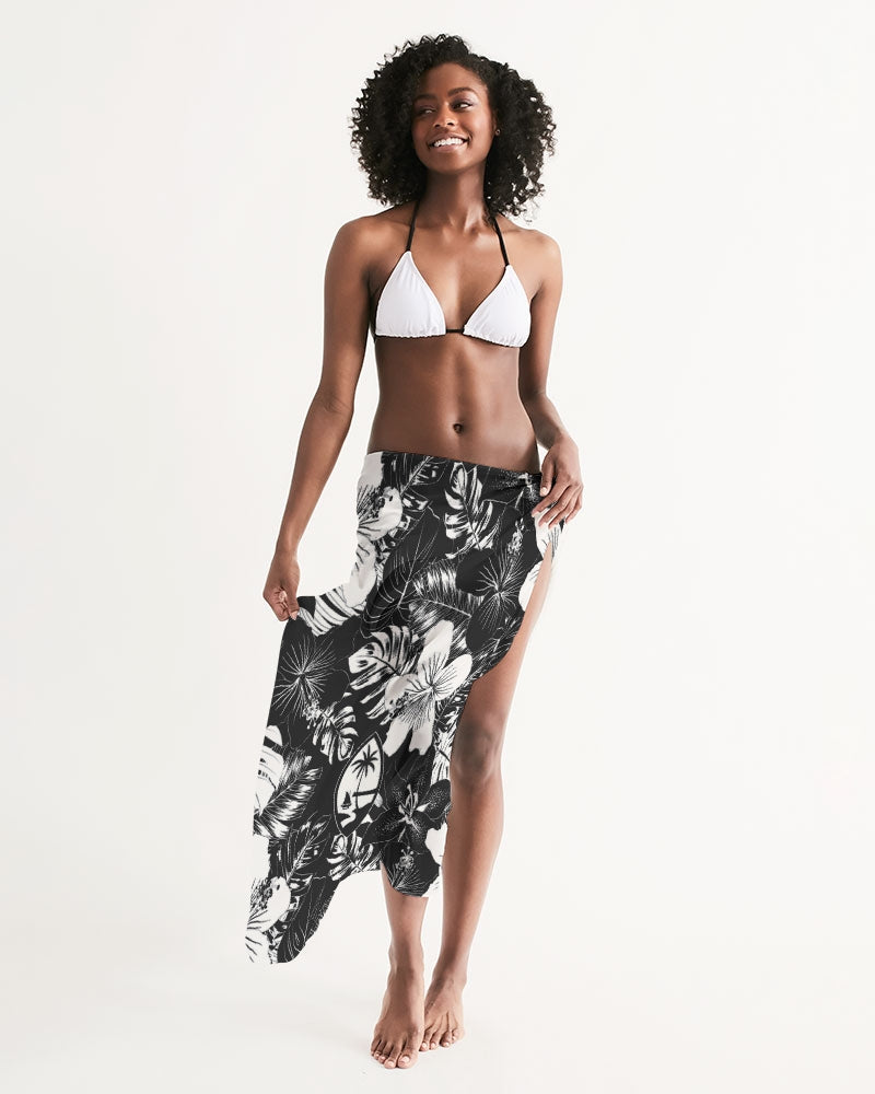 Guam Black Hibiscus Sarong Swim Cover Up