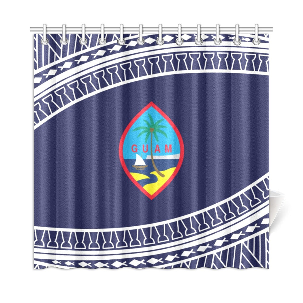 Guam Seal Tribal Blue Shower Curtain 72"x72"