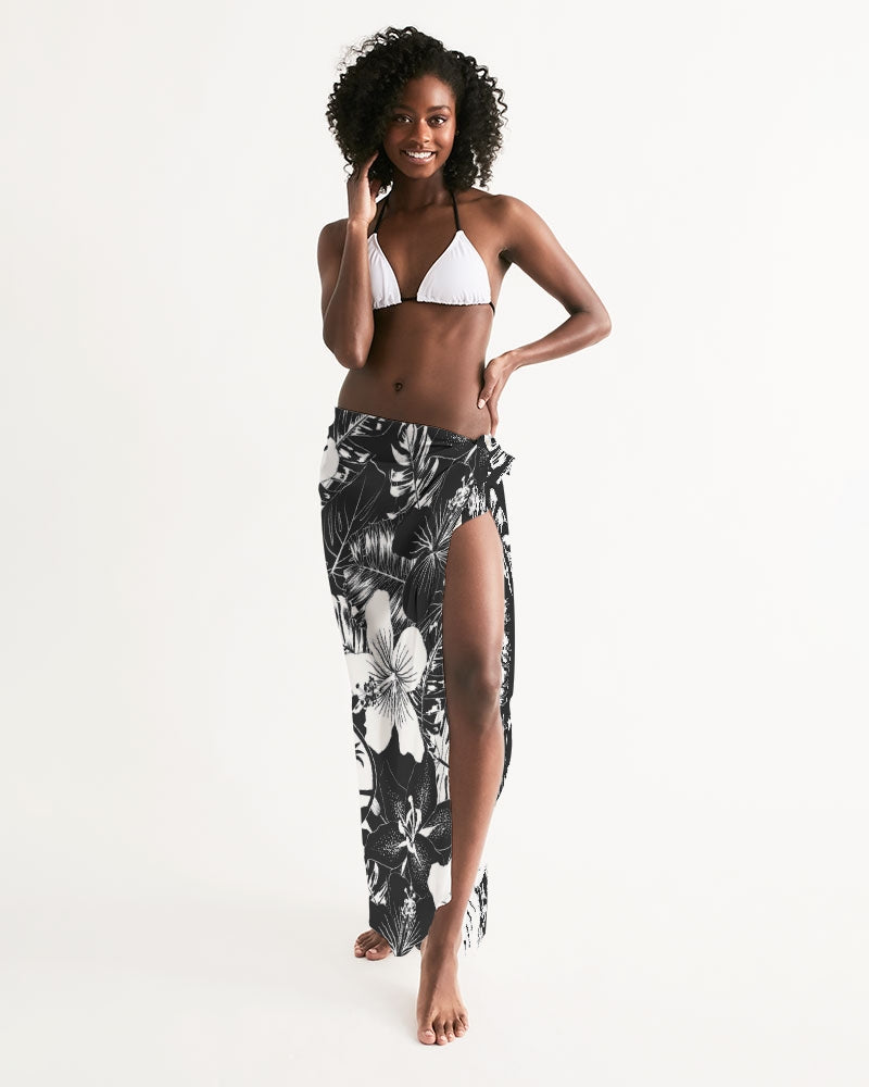 Guam Black Hibiscus Sarong Swim Cover Up