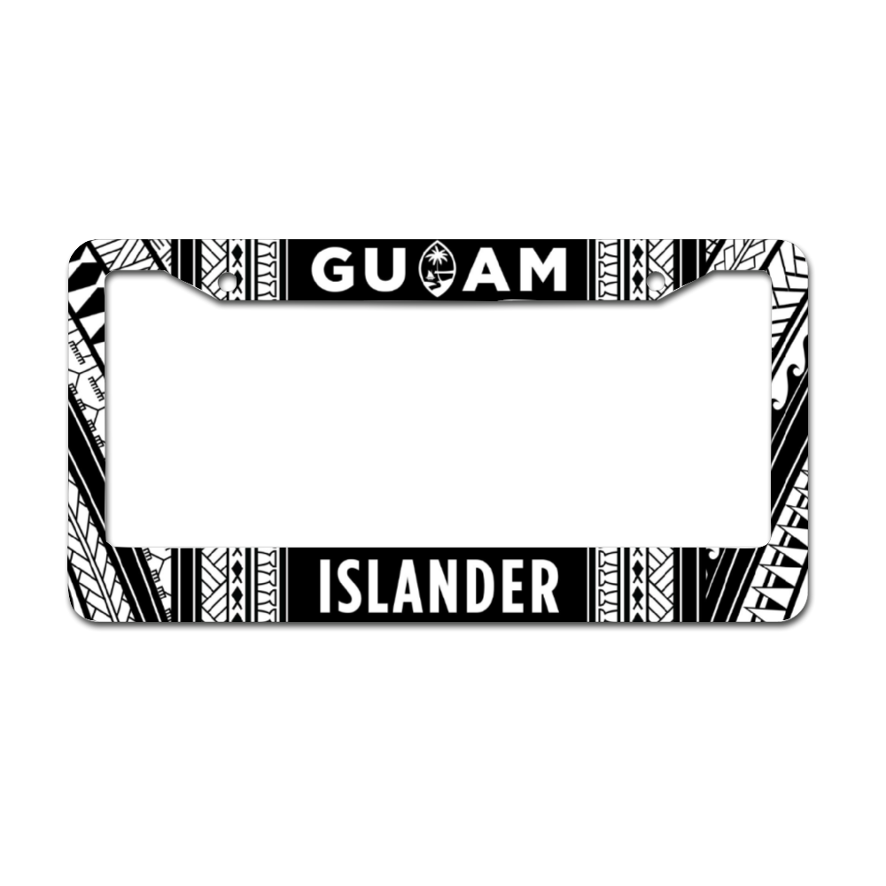 Islander Guam Tribal Black Aluminum License Plate Frame