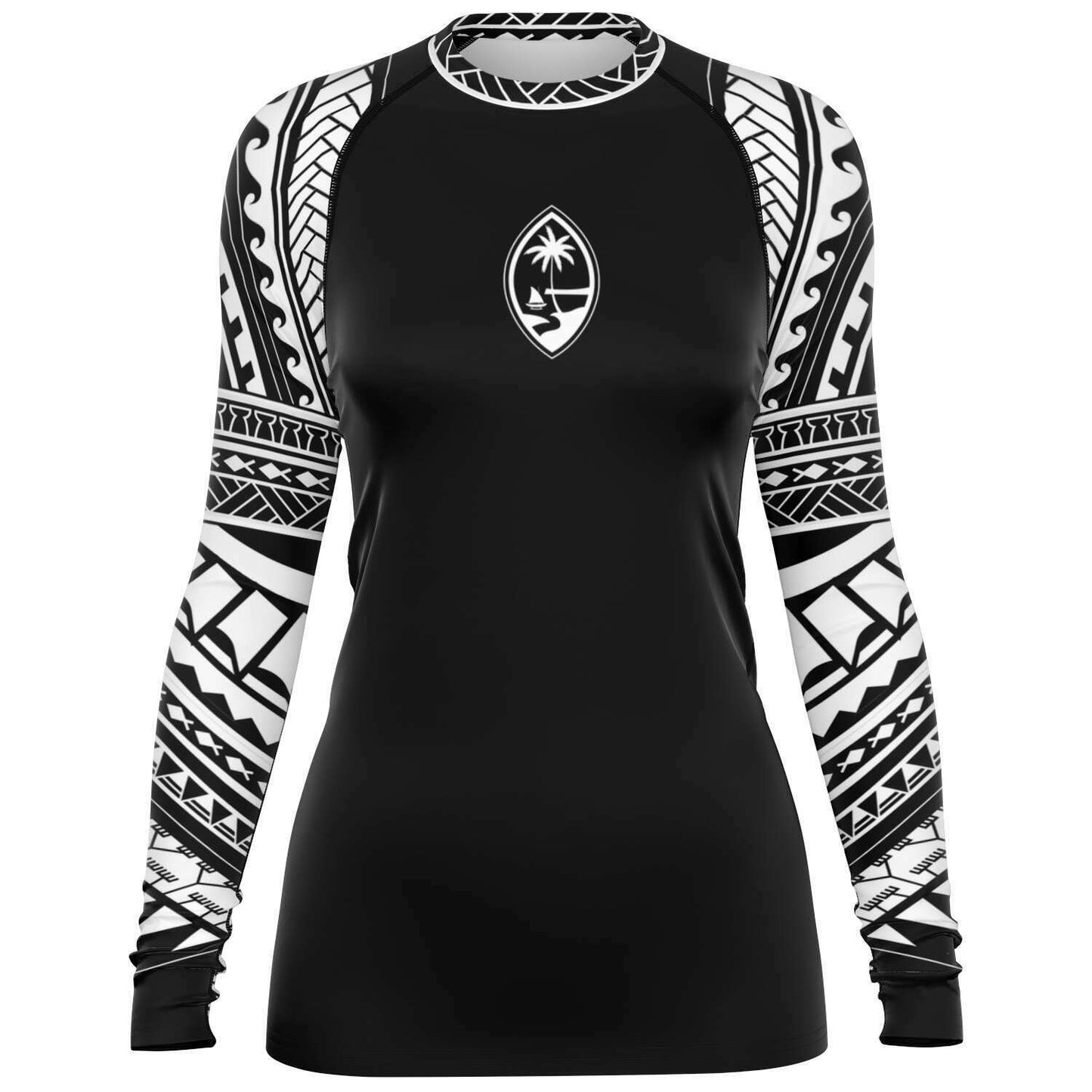 Guam Tribal Women's Black White Rashguard