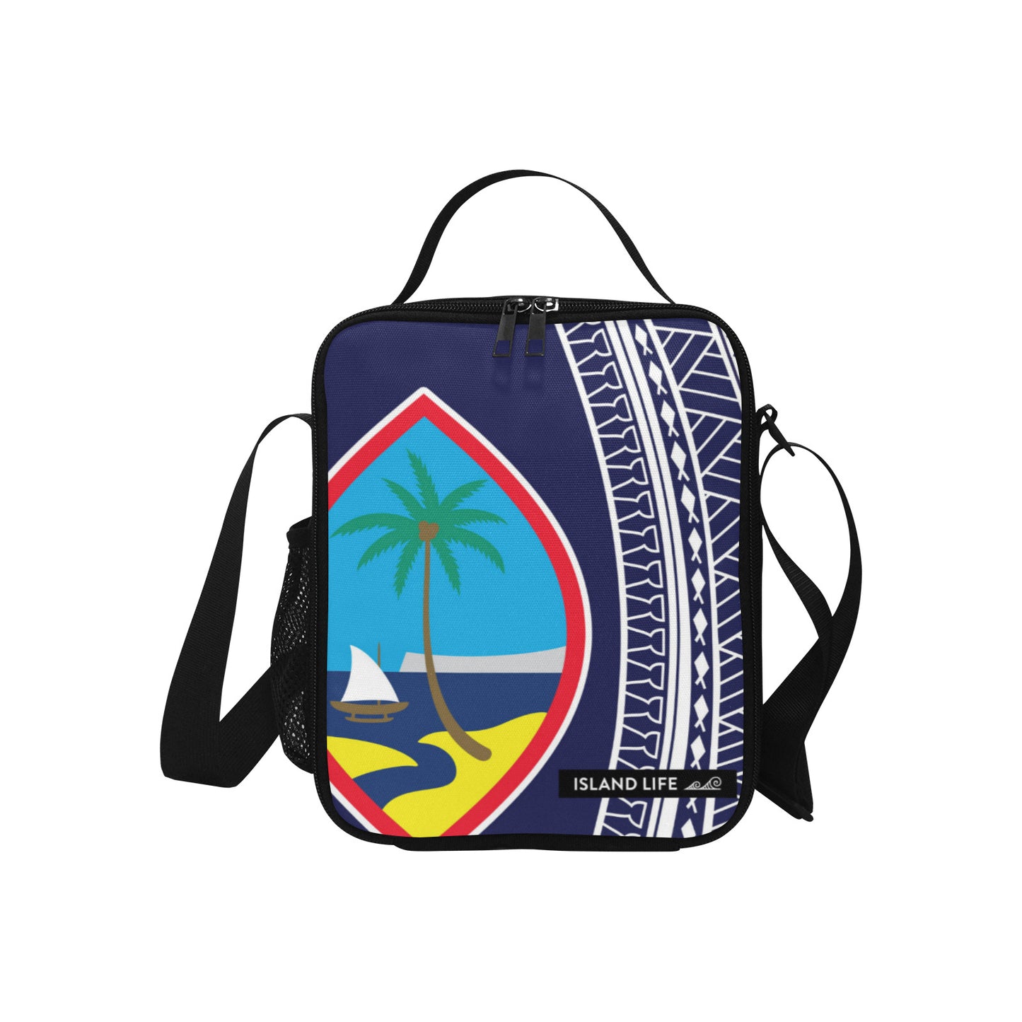 Hafa Adai Guam Tribal Blue Crossbody Kids Lunch Bag