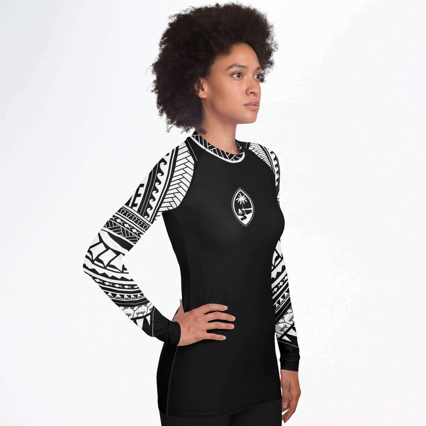 Guam Tribal Women's Black White Rashguard