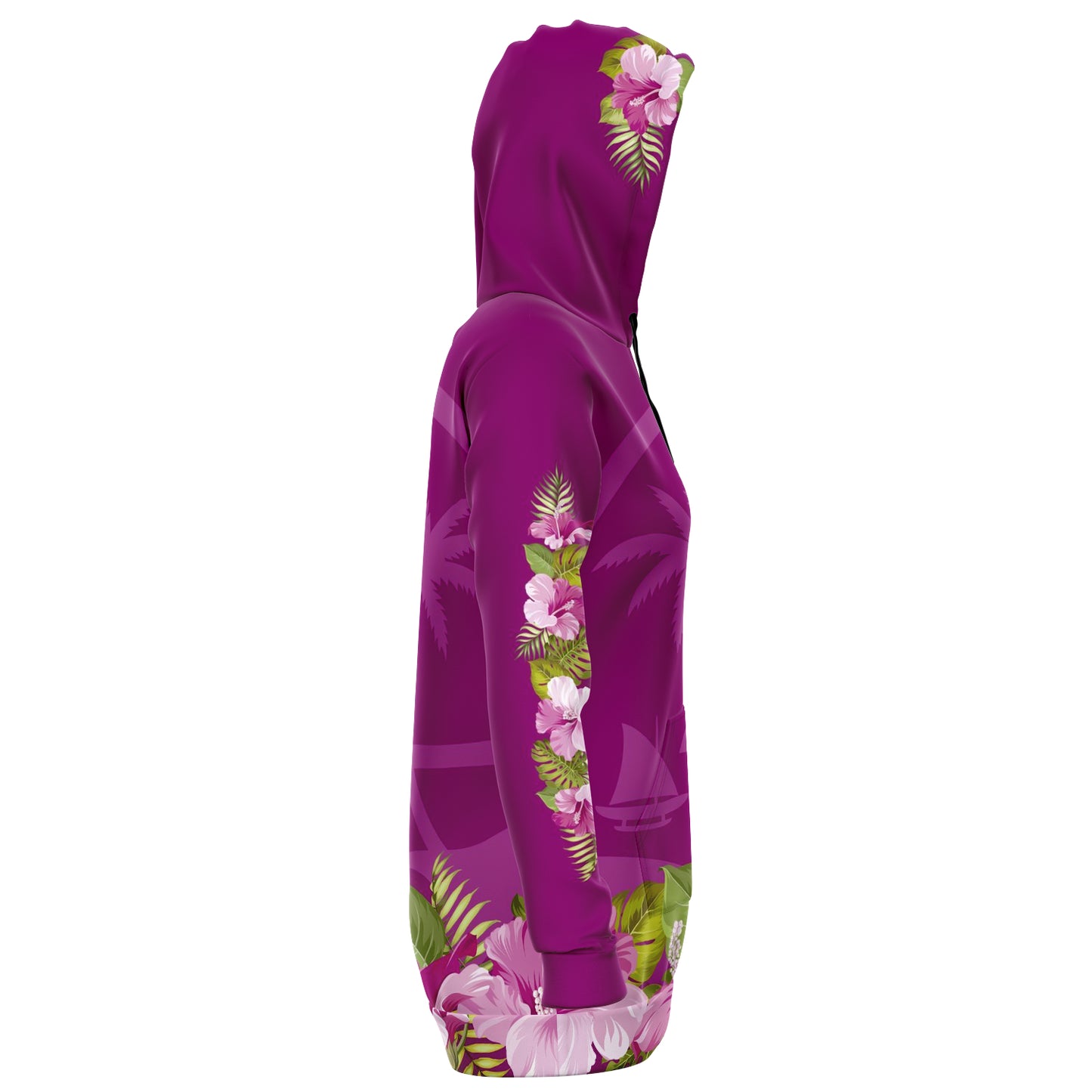 Guam Seal Hibiscus Purple Long Hoodie Dress