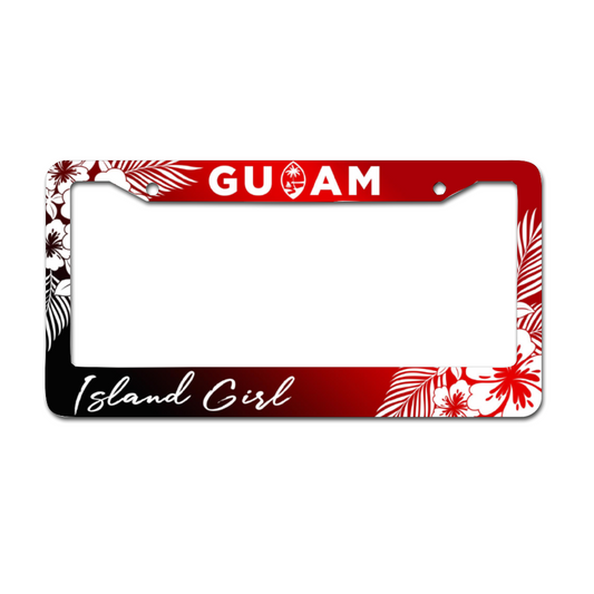 Guam Tropical Hibiscus Red Aluminum License Plate Frame