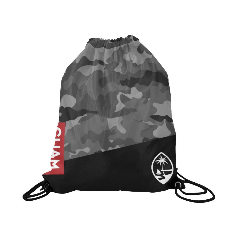 Guam Halftone Gray Camo Large Drawstring Bag