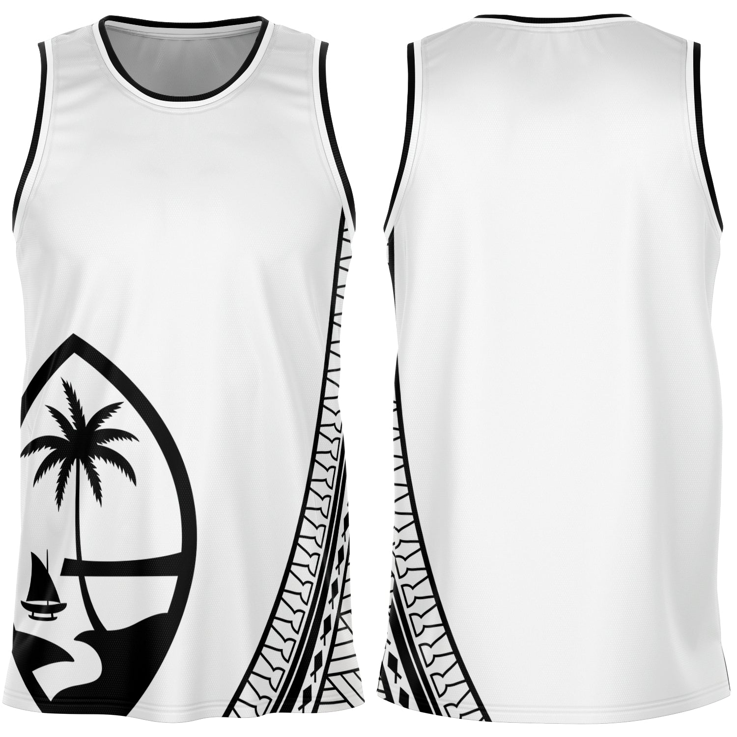 Guam Seal Tribal White Basketball Jersey