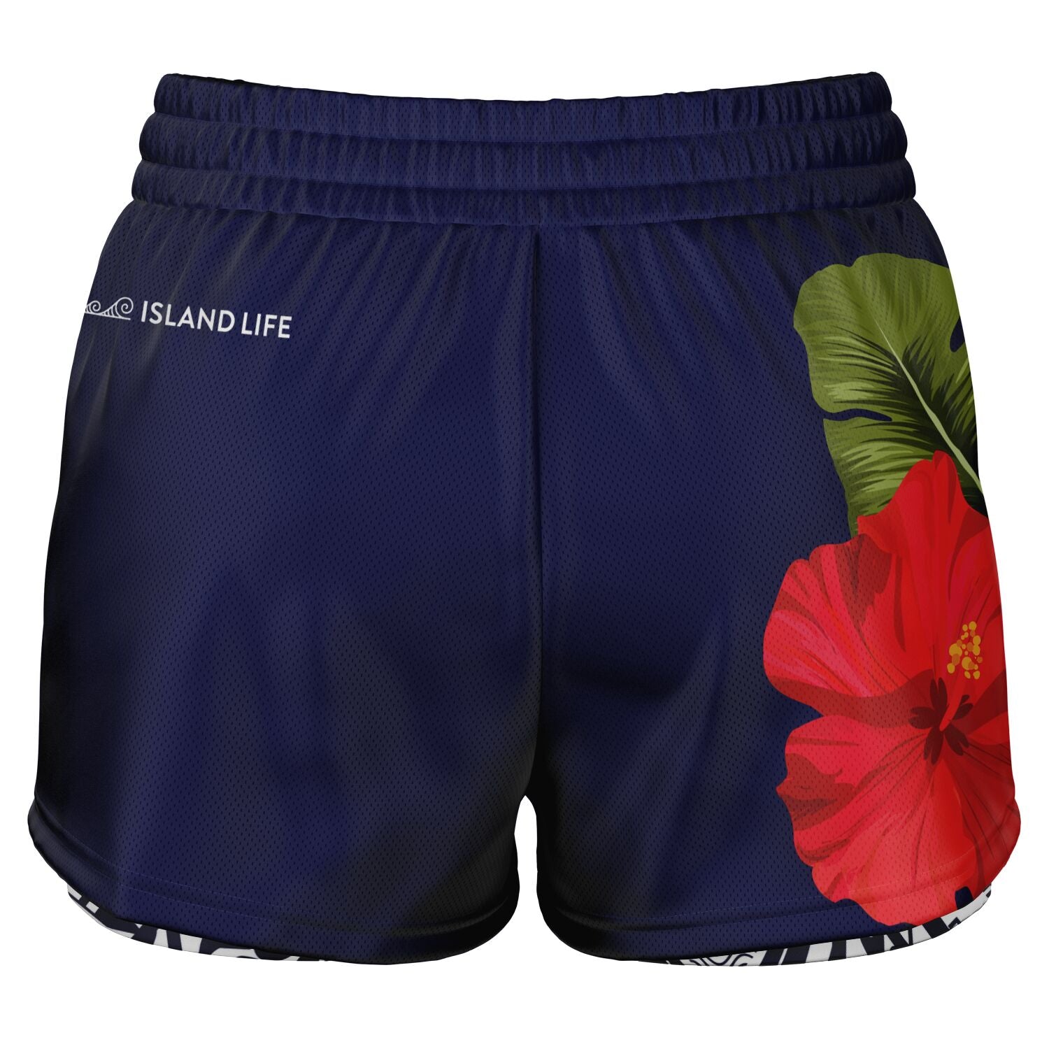 Guam Seal Hibiscus Paradise Layer 2-in-1 Phone Pocket Active Shorts