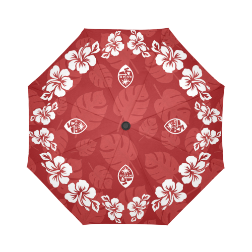 Guam Seal Red Hibiscus Automatic Folding Umbrella – Island Life