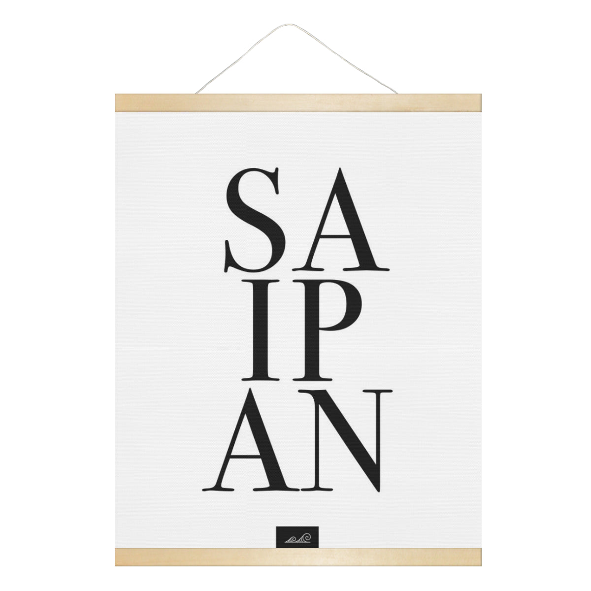 Saipan Text Hanging Canvas Poster with Wood Frame
