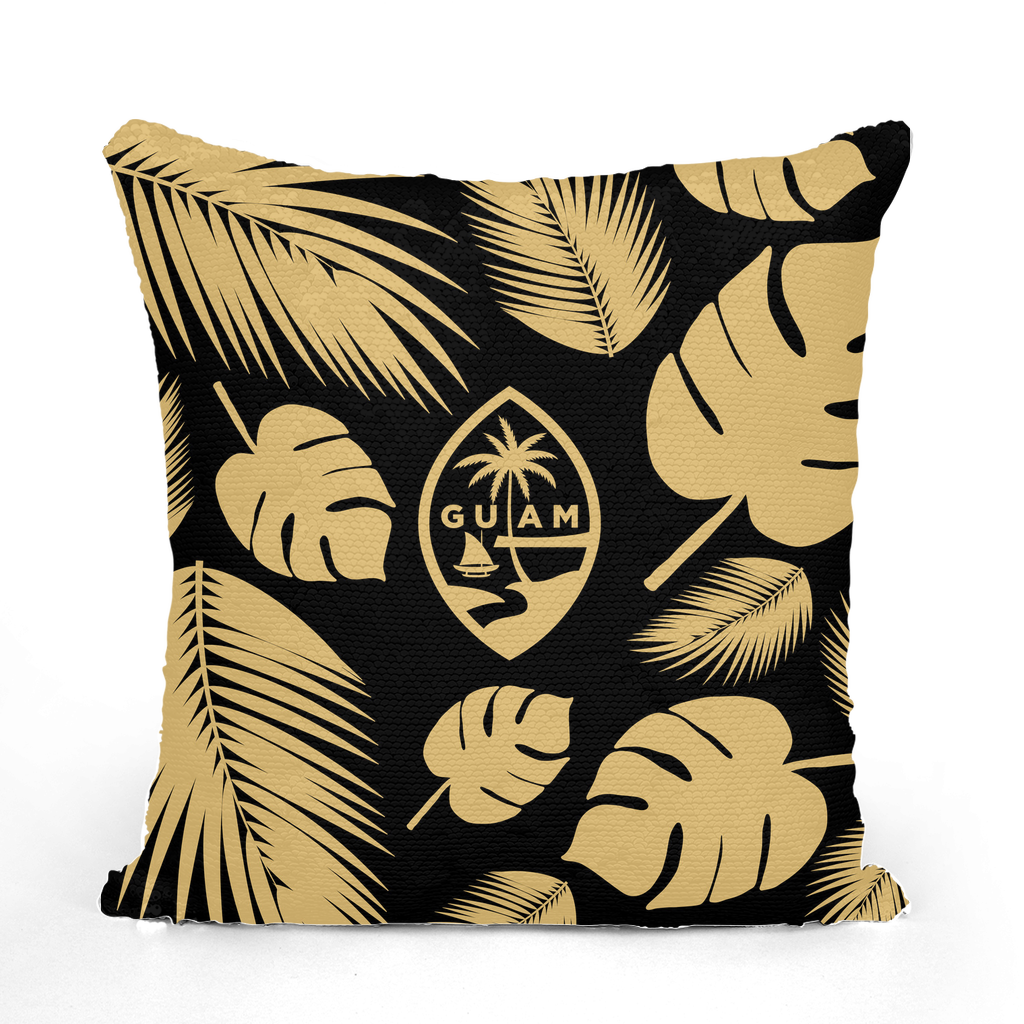Guam Seal Black and Gold ﻿Sequin Cushion Cover