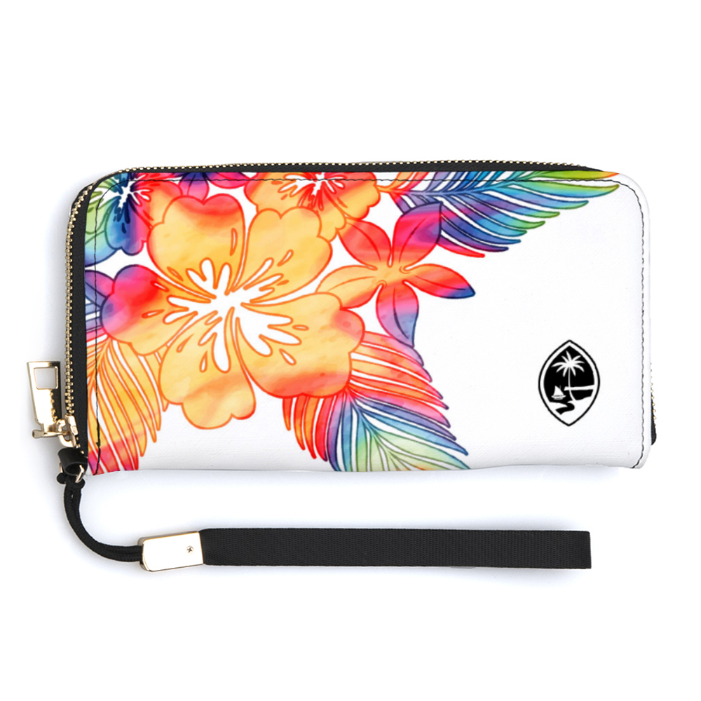 Guam Tropical Hibiscus Tie Dye Women’s Long Wallet Wristlet