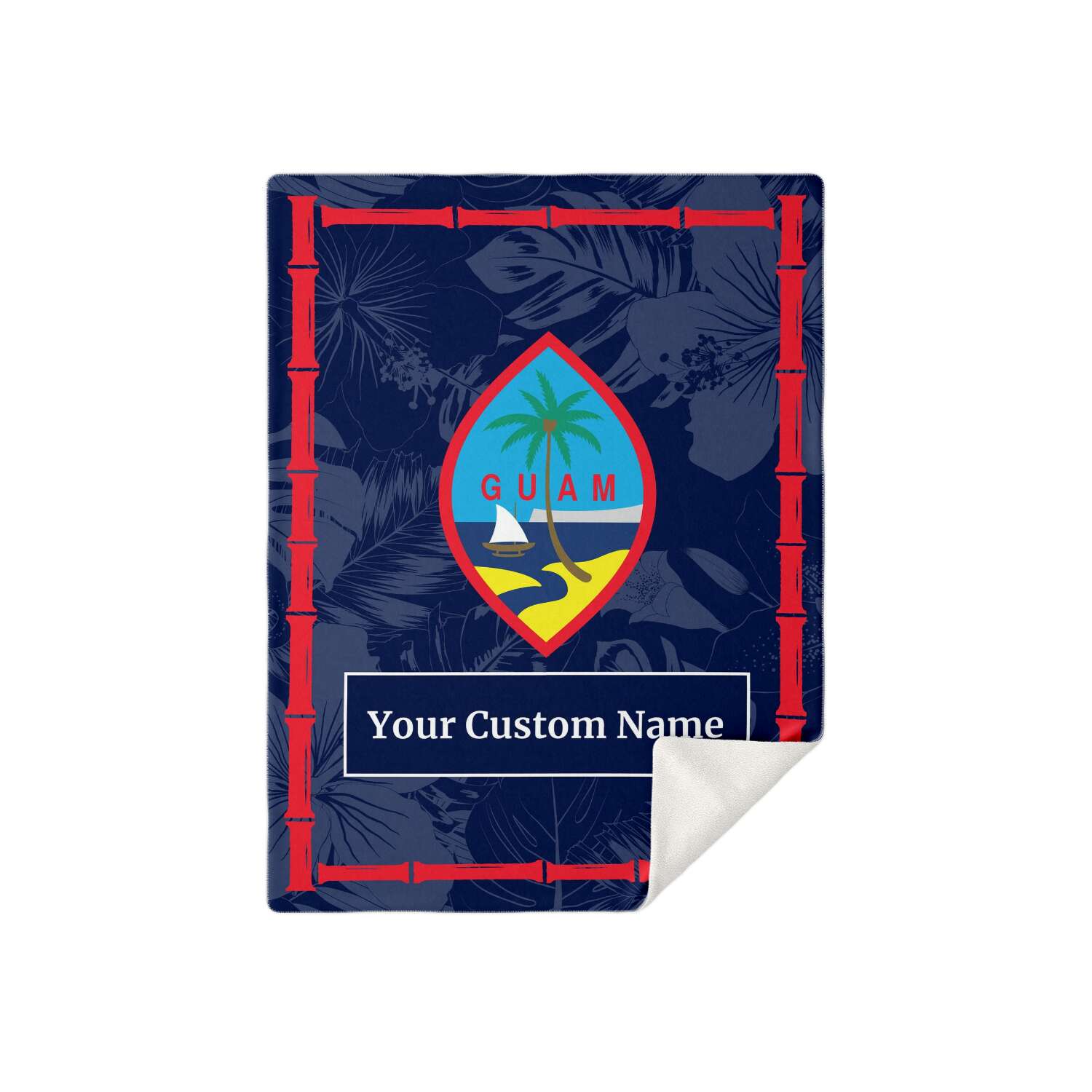 Guam Flag Bamboo Microfleece Blanket with Personalization